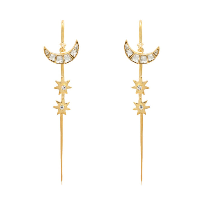Silver Moon Star Earcuff