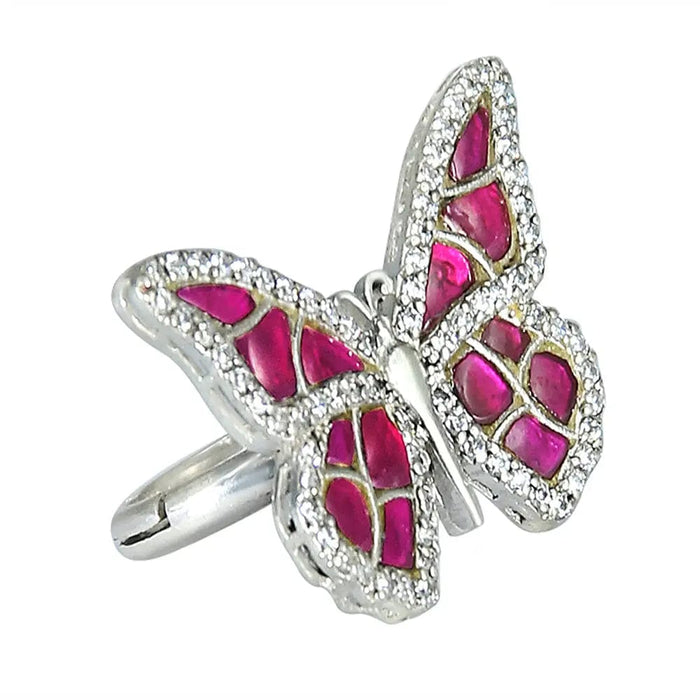 Silver Oxidised Butterfly Ring