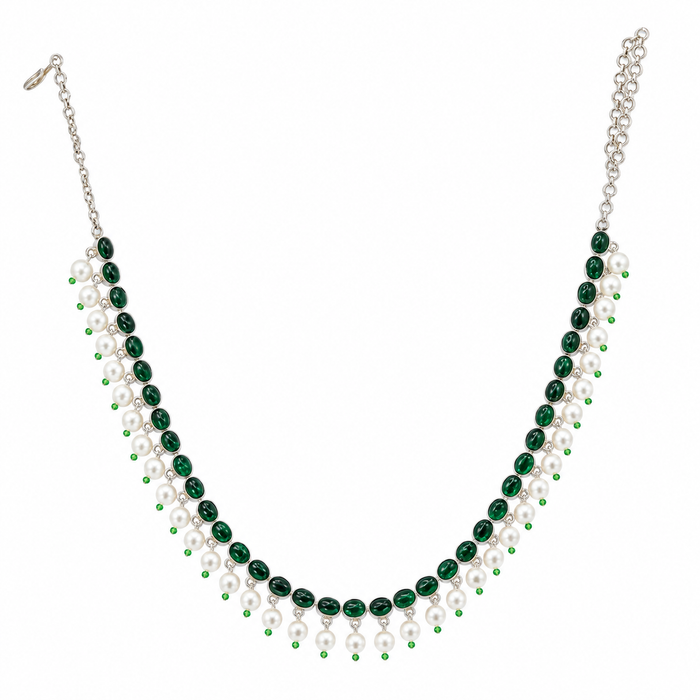 Silver Oxidized GREEN SPINEL NECKLACE
