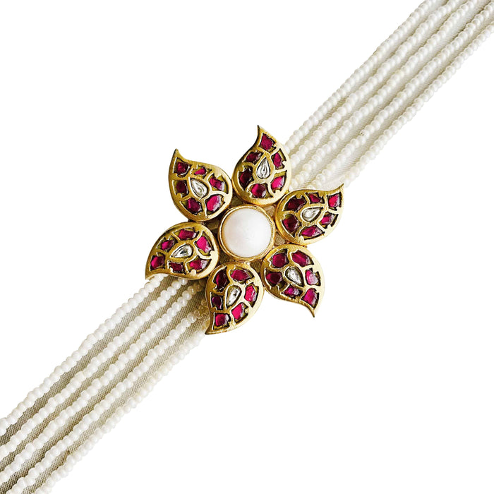 Silver Pearl Flower Choker