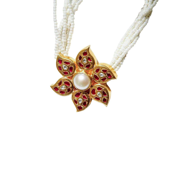 Silver Pearl Flower Choker Necklaces - By Unniyarcha - Original Manufacturers of Silver Jewelry, Gold Plated Jewellery, Fashion Jewellery and Personalized Soul Bands and Personalized Jewelry
