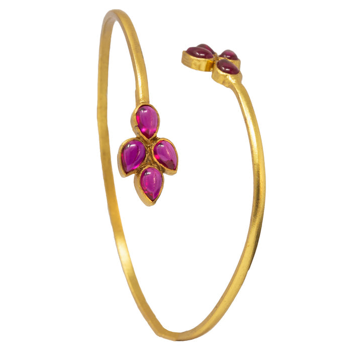 Silver Pink Flower Bangle