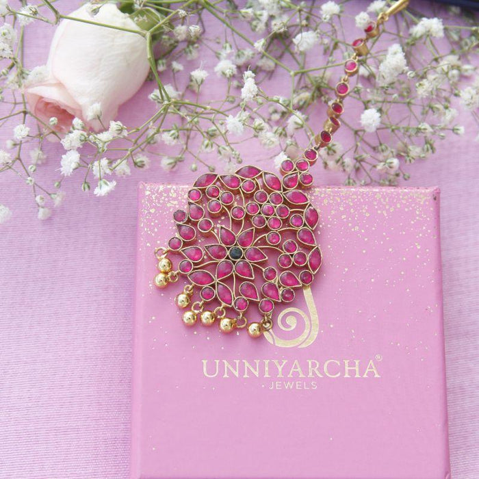 Silver Pink Maangtikka Others - By Unniyarcha - Original Manufacturers of Silver Jewelry, Gold Plated Jewellery, Fashion Jewellery and Personalized Soul Bands and Personalized Jewelry