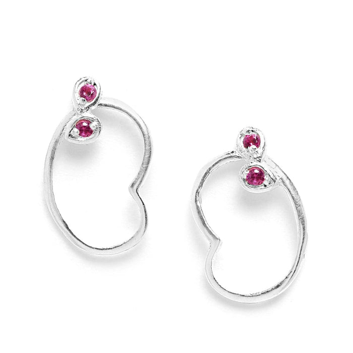 Silver pink Stone Studs