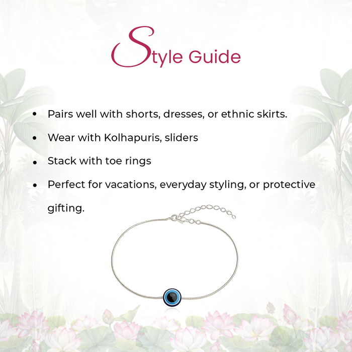 Silver Single Evil Eye Anklet