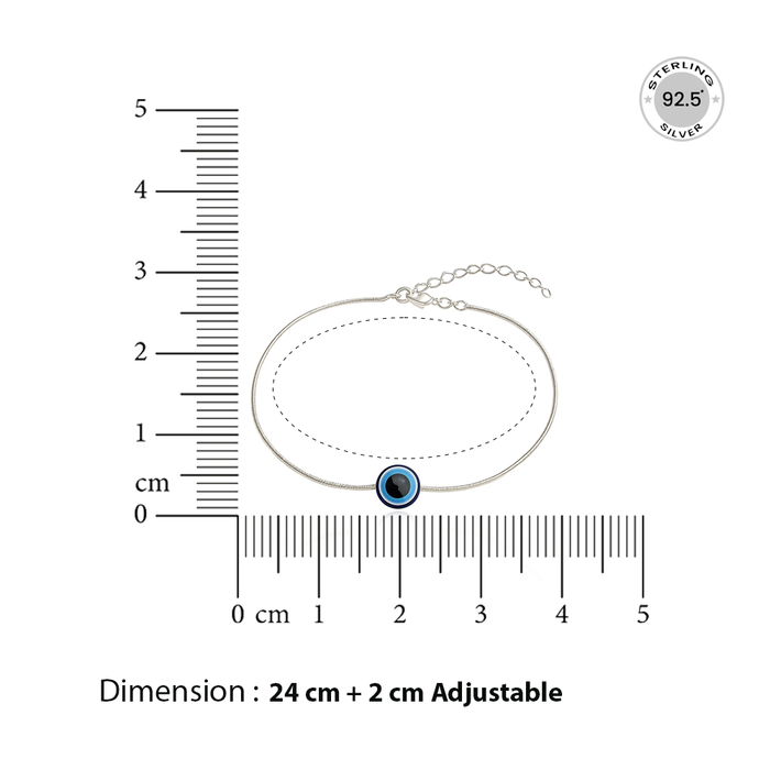 Silver Single Evil Eye Anklet