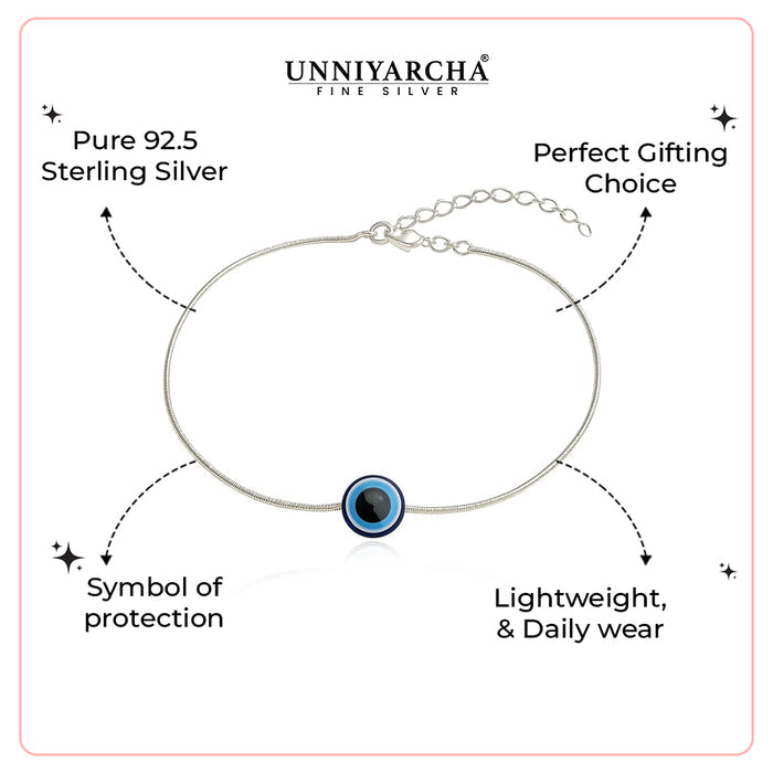 Silver Single Evil Eye Anklet