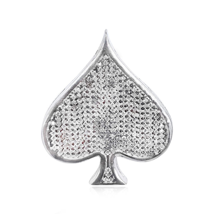 Silver Spade Zircon Brooch