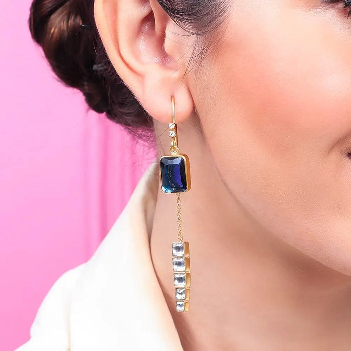 Silver Sparkling blue sui dhaga earring