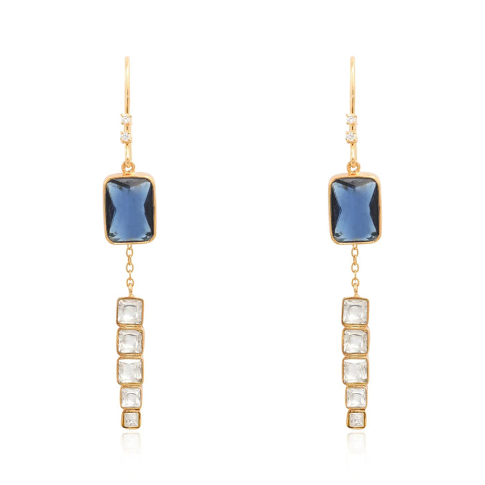 Silver Sparkling blue sui dhaga earring