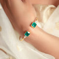 Silver Square green Cuff