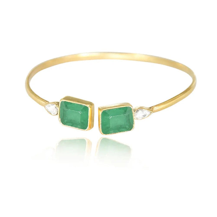 Silver Square green Cuff