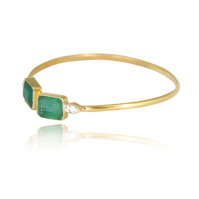 Silver Square green Cuff