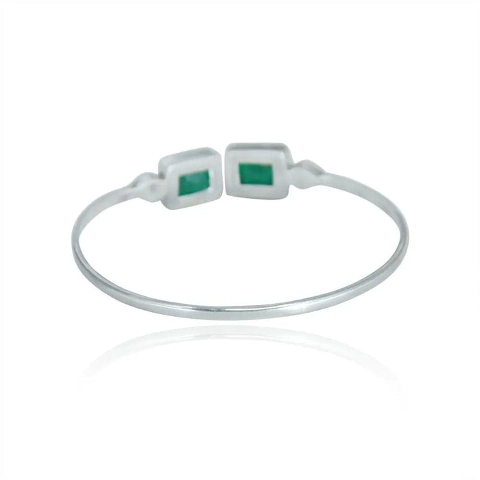 Silver Square green Cuff