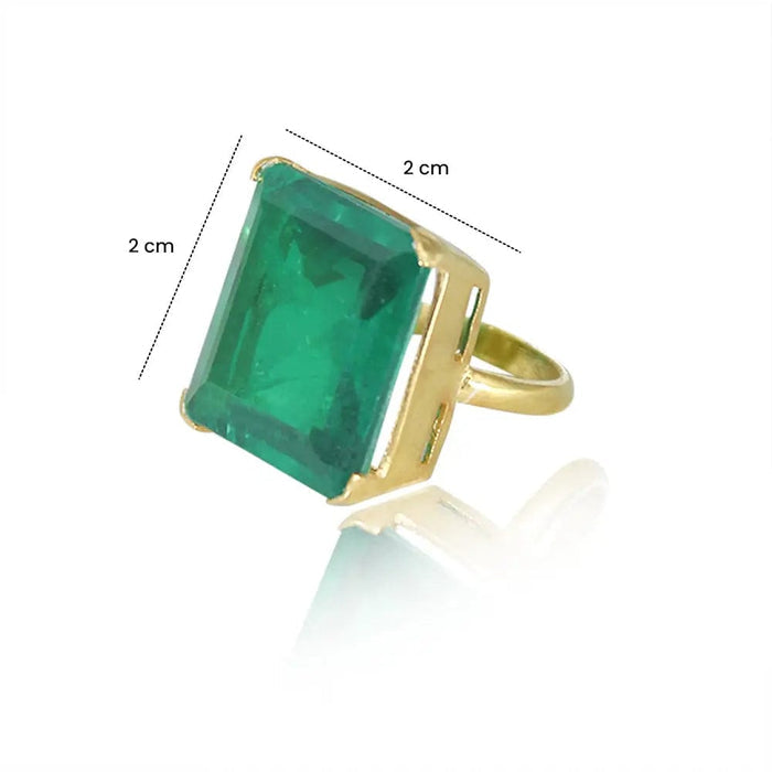 Silver Square Green Ring