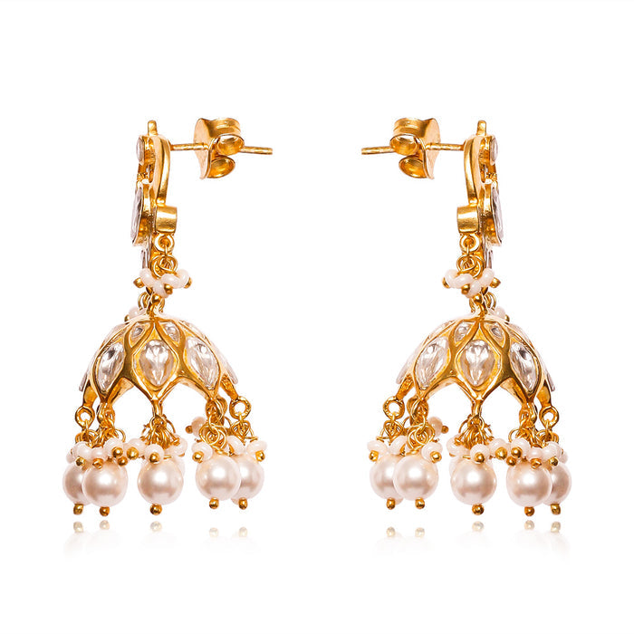 Silver Swan Jhumka With Polki's