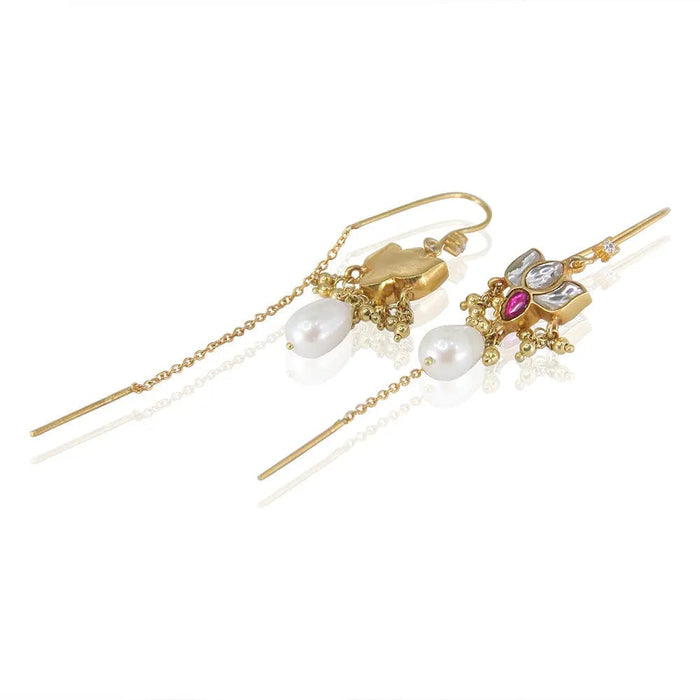 Silver White Lotus Sui Dhaga Earring