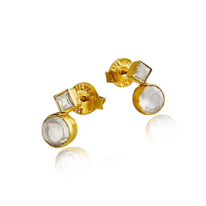 Silver White Stone Earrings