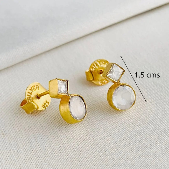 Silver White Stone Earrings