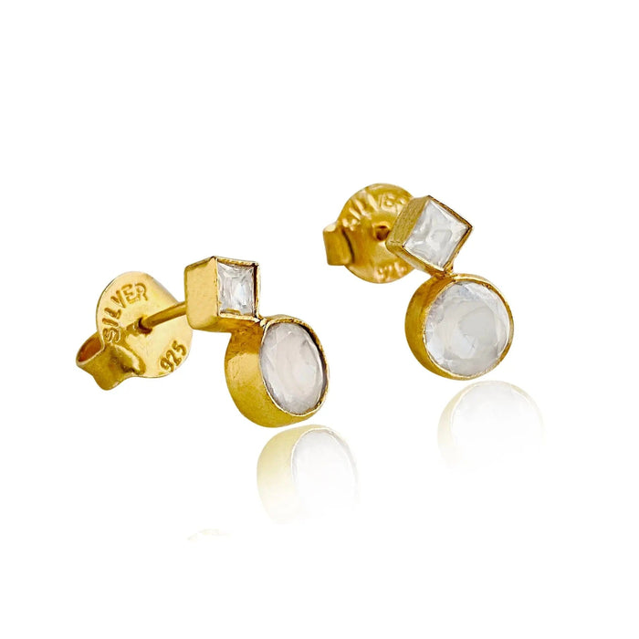 Silver White Stone Earrings