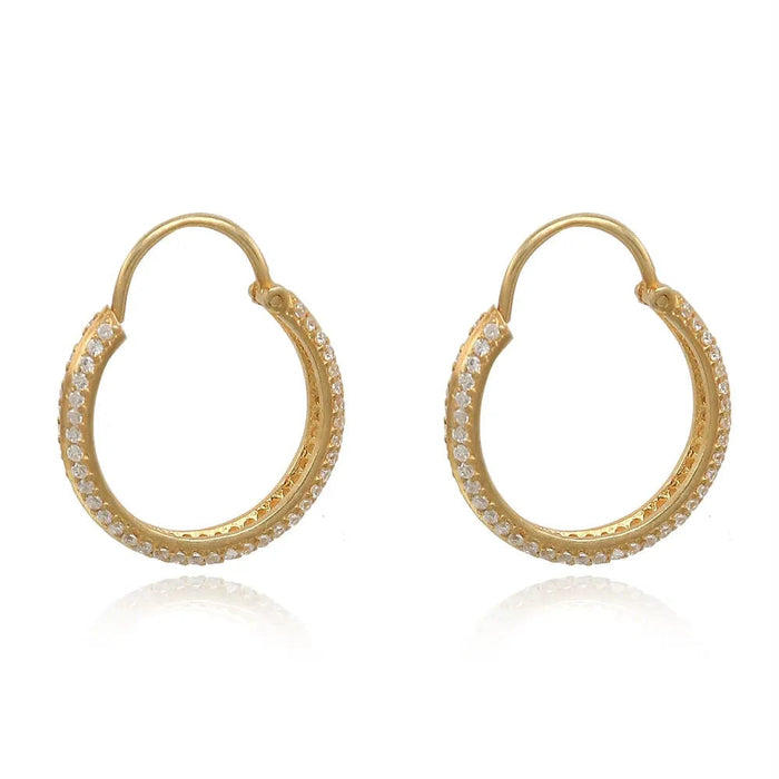 Silver Zircon Hoop Earring