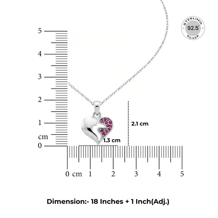 Silver Zircon Studded Heart Necklace