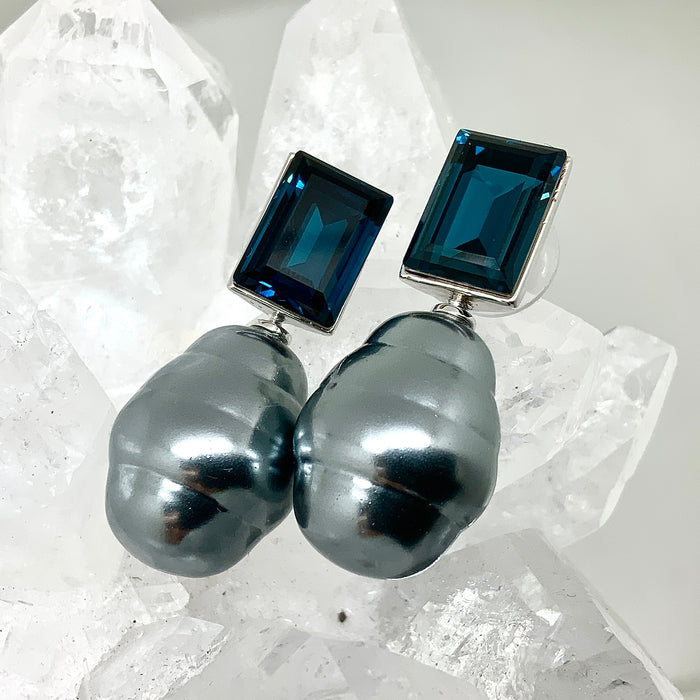 Step Cut Pearl Earrings