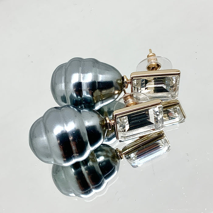 Step Cut Pearl Earrings