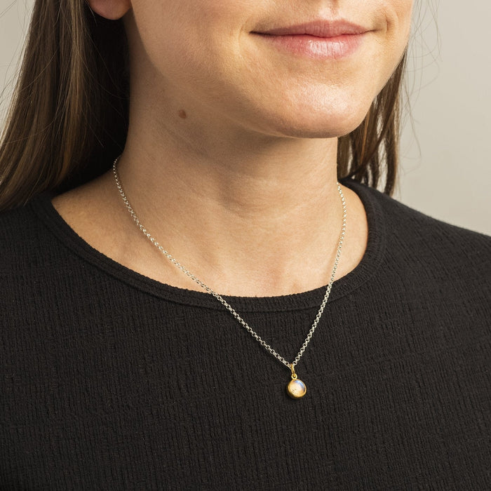 Sterling Silver and 24K Yellow Gold Moonstone Charm