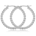Sterling Silver Bead Hoop Earrings