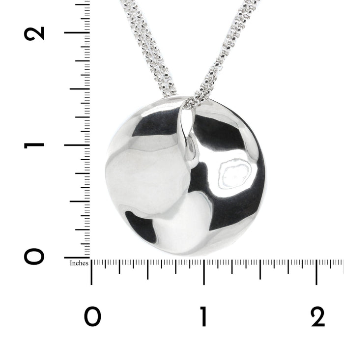 Sterling Silver Bent Disc Double Chain Necklace