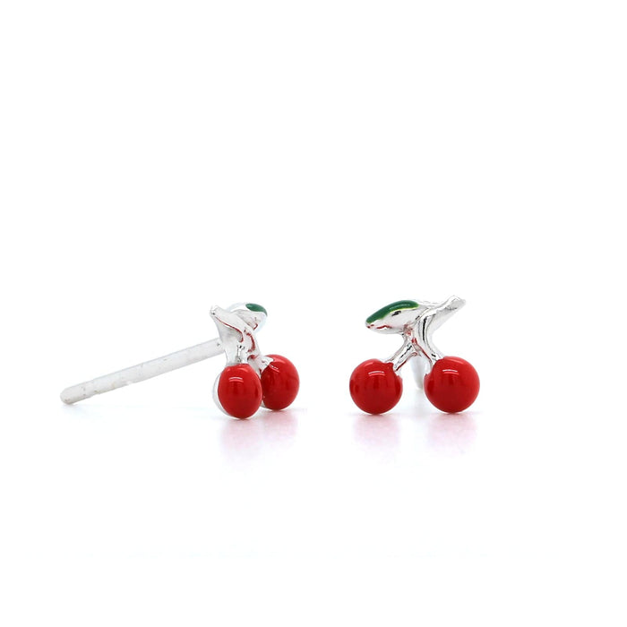 Sterling Silver Cherry Studs