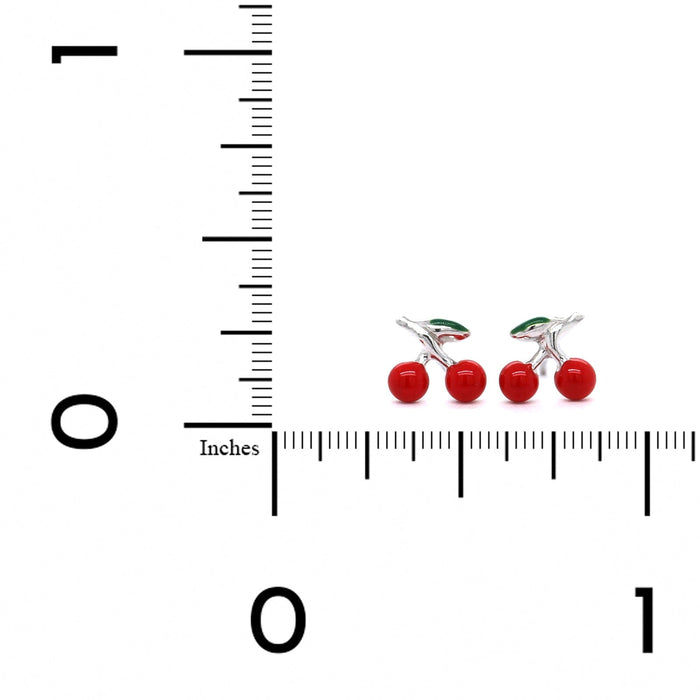 Sterling Silver Cherry Studs