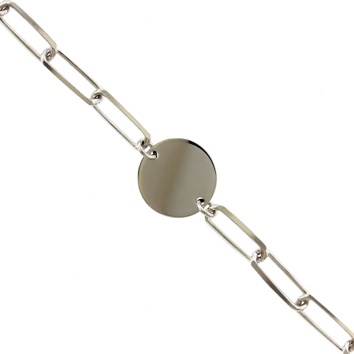 Sterling Silver Disc Flat Paperclip Bracelet