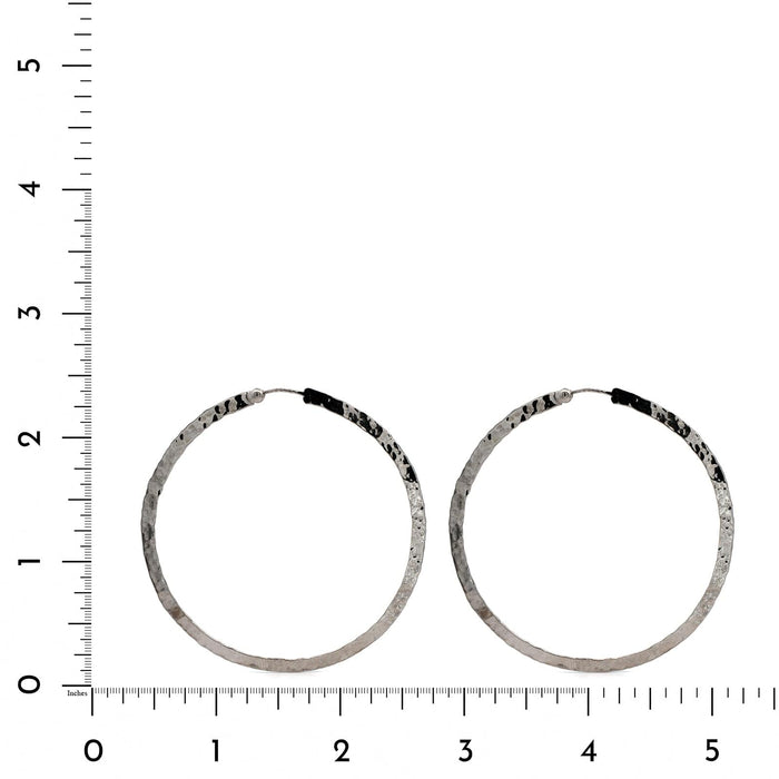 Sterling Silver Flat Hammered Hoop Earrings