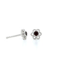 Sterling Silver Garnet Flower Studs
