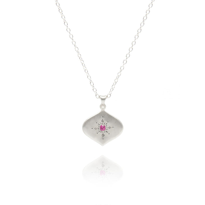 Sterling Silver North Star Pink Sapphire Pendant