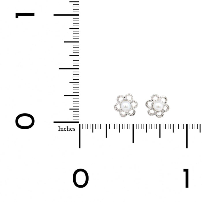 Sterling Silver Pearl Flower Studs