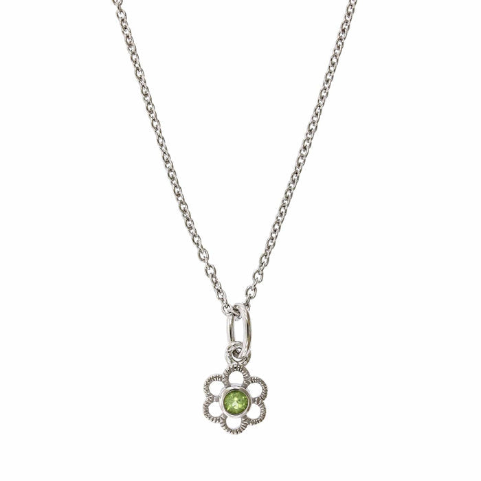 Sterling Silver Peridot Flower Pendant