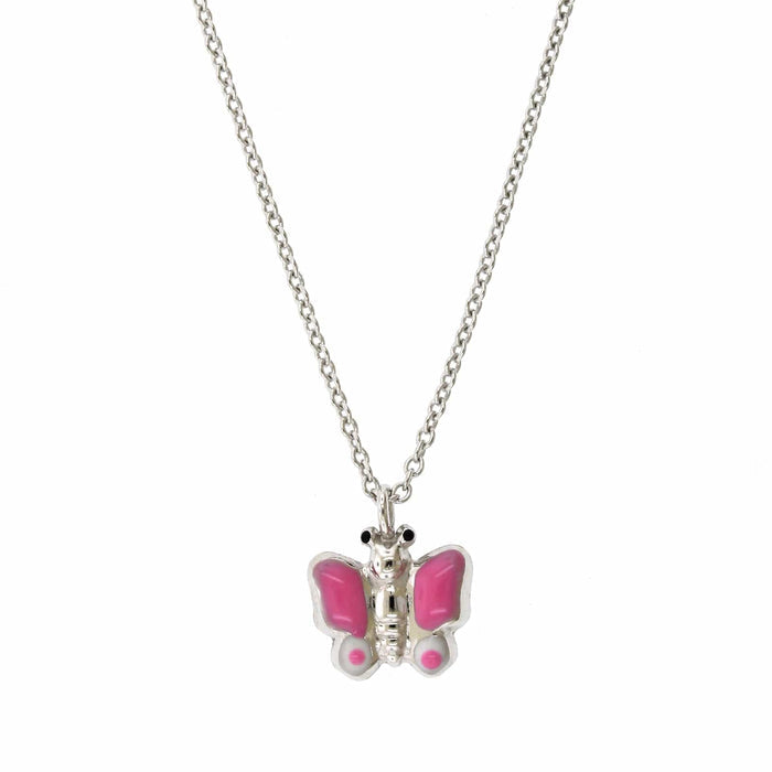 Sterling Silver Pink Butterfly Pendant