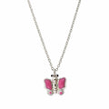 Sterling Silver Pink Butterfly Pendant