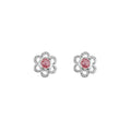 Sterling Silver Pink Tourmaline Flower Studs