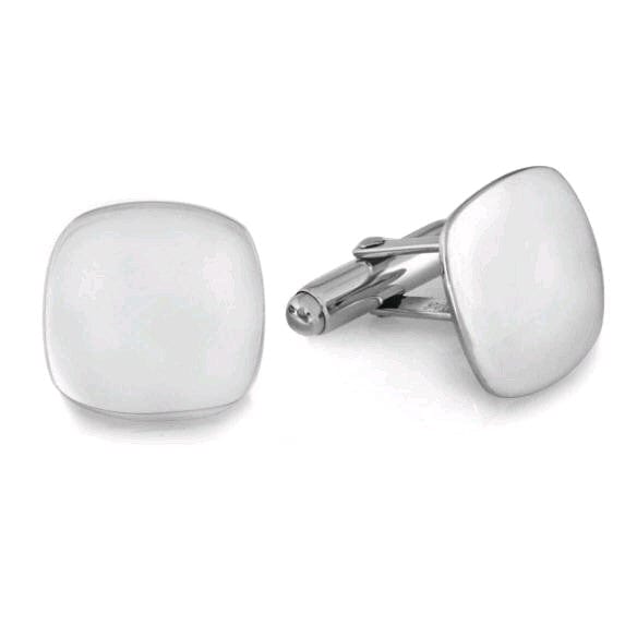 Sterling Silver Plain Cushion Polished Cufflinks