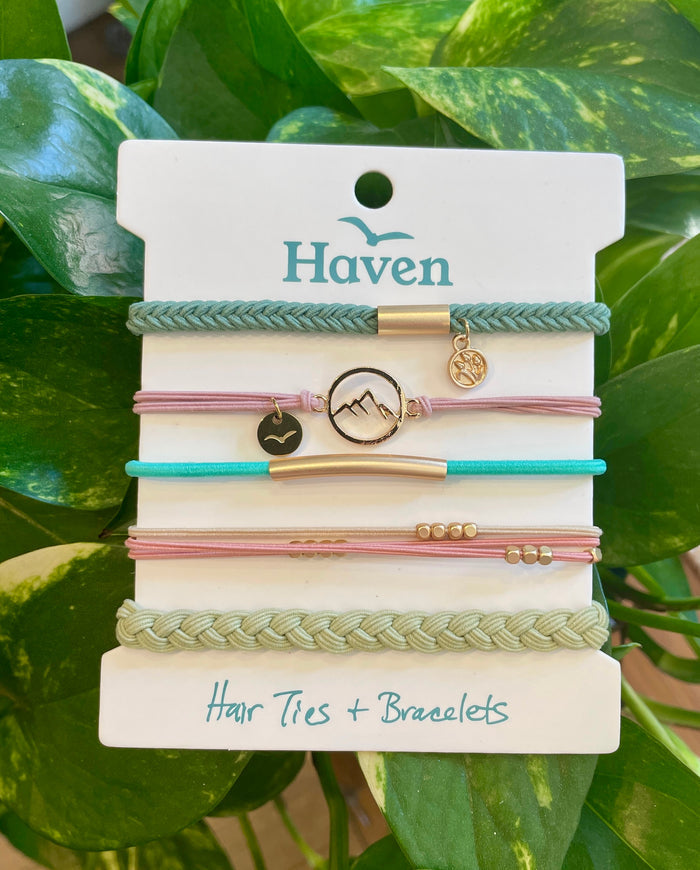 sun valley traveler hair tie + bracelets
