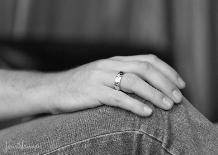 Textured Flat Band, Sterling Silver