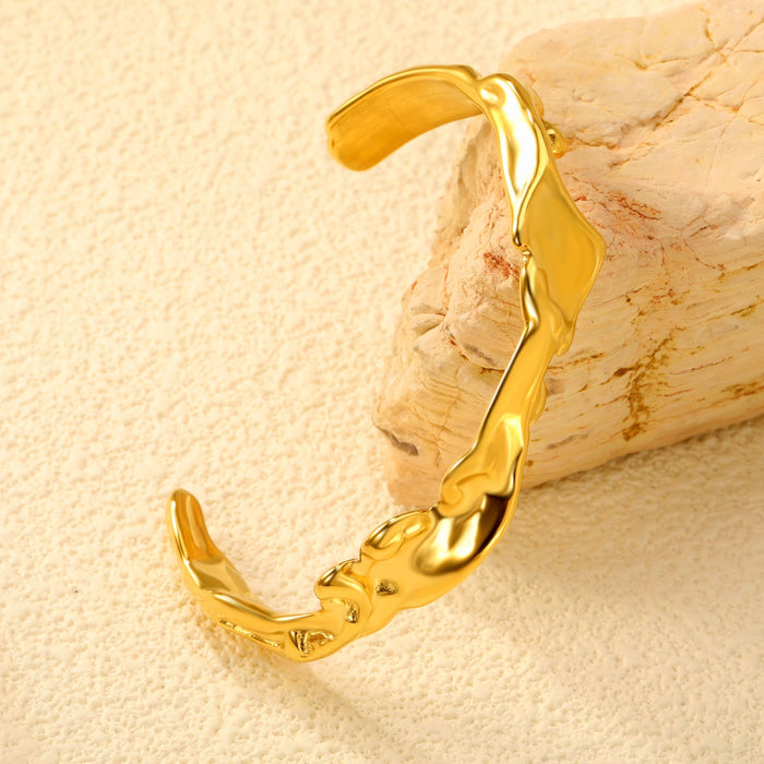 Thickness approx. 5.5mm*Width approx. 10.4*Inner diameter 60mm Bracelet Gold Color asonjewelry