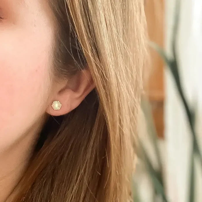 tiny starburst hexagon studs