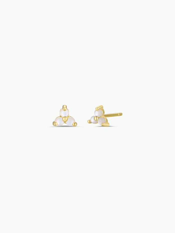 trio cluster gold earrings
