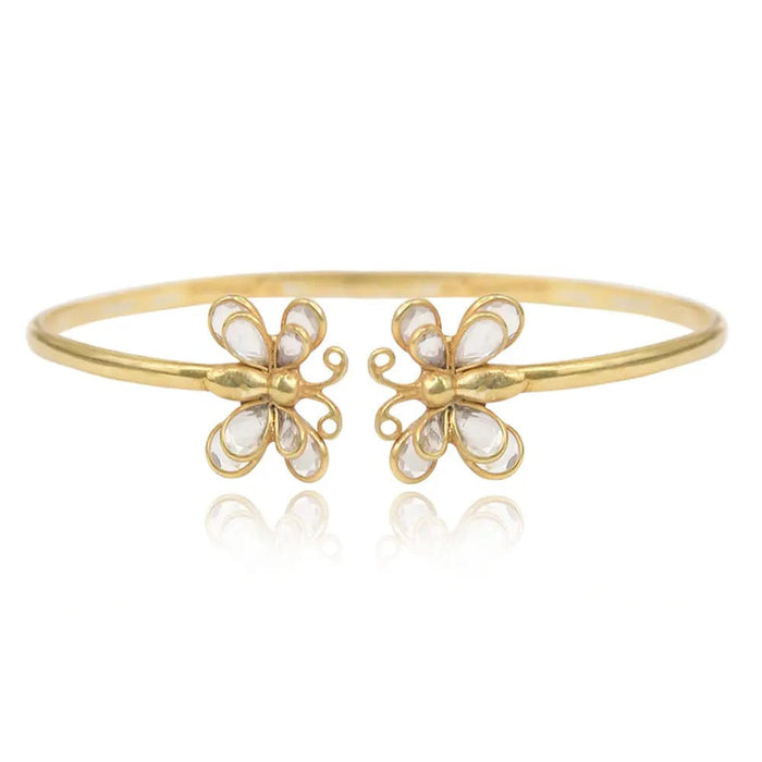 TWO BUTTERFLY MOTIF SILVER BANGLE
