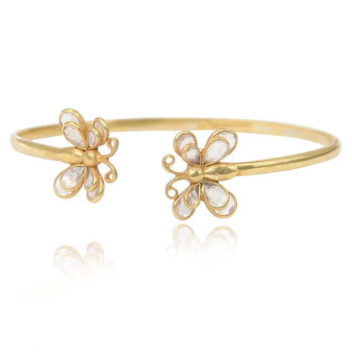 TWO BUTTERFLY MOTIF SILVER BANGLE
